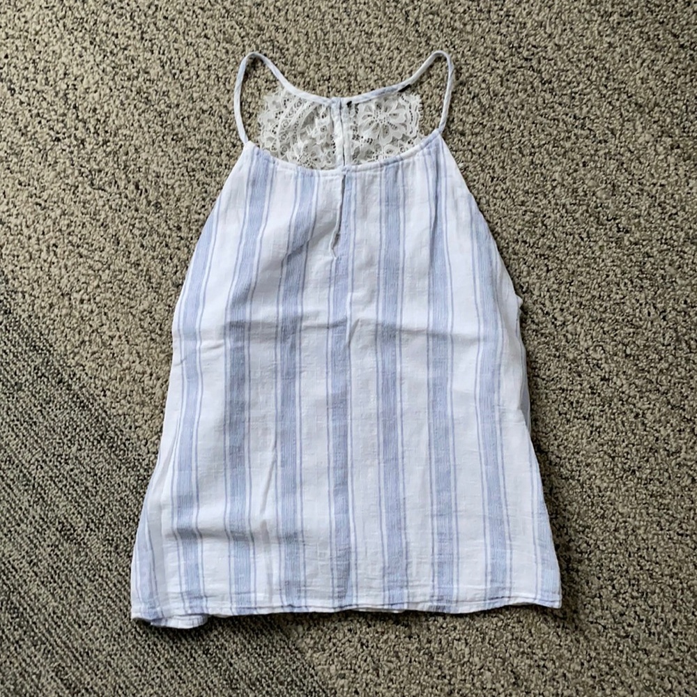 Blue & White striped camisole with lace back